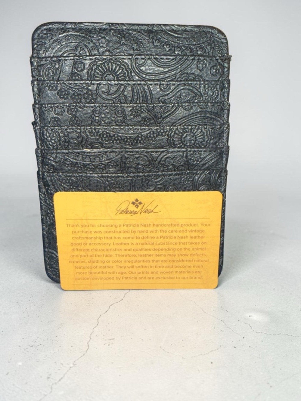 Patricia Nash Embossed Black Leather Card Wallet